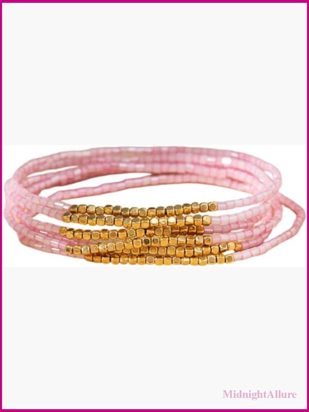 Bohemian Stretch Bracelet Set for Women Multilayered Gold Beads Beach Jewelry
